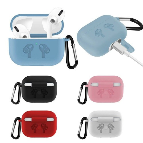 For Apple AirPods Pro Silicone Case With Keychain White
