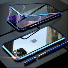 360° Front+Back Glass Magnetic Adsorption Case Cover For iPhone 13 Mini Blue