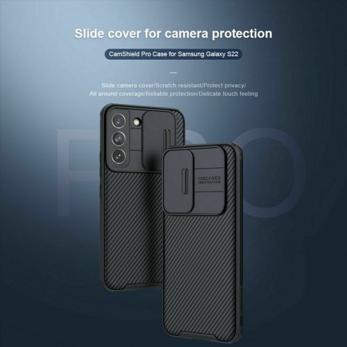 For Samsung Galaxy S22 5G Slide Camera Lens Protector Cover Case Black