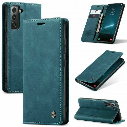 For Samsung Galaxy S22 Plus Flip Wallet Leather Magnetic Stand Case Cover Blue