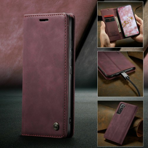 For Samsung Galaxy S22 Plus Flip Wallet Leather Magnetic Stand Case Cover Black