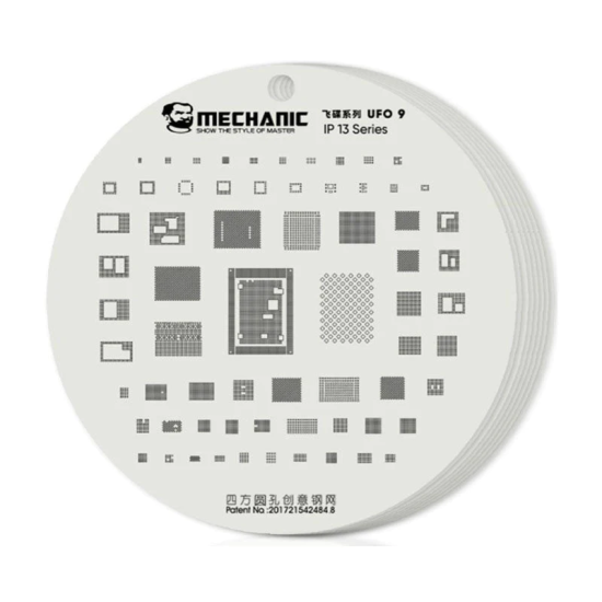 Mechanic Planting Paste Steel Stencil UFO Series 10 in 1 for iPhone IC