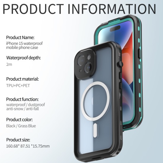 Redpepper Professional Waterproof Dot Series Case For iPhone 15 Black