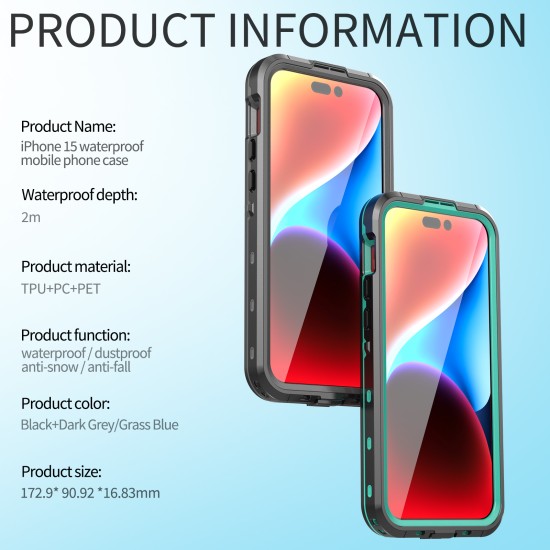 Redpepper Professional Waterproof Dot Series Case For iPhone 15 Pro Max Black