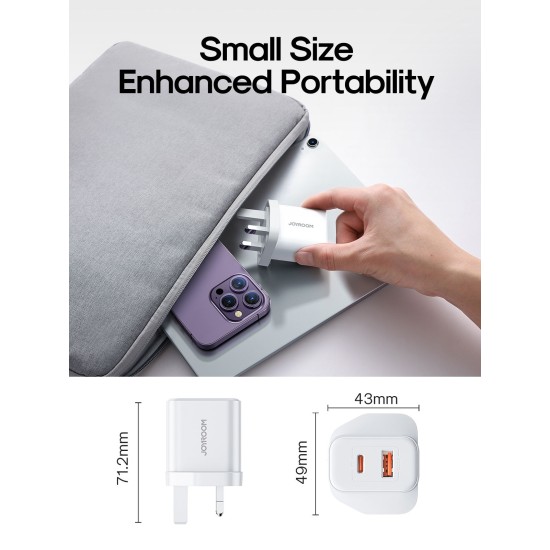 Joyroom JR-TCF05 Flash Series 20W A+C Dual Port Charger White(UK)