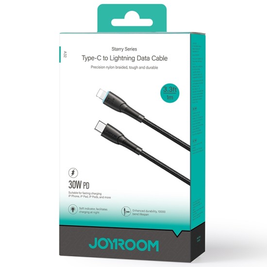 Joyroom SA32-CL3 Starry Series 30W Fast Charging Data Cable (Type-C to Lightning) 1m Black