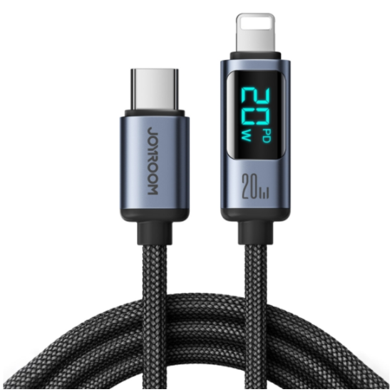 S-CL020A16 Prism Series 20W Type-C to Lightning Digital Display Fast Charging Data Cable 1.2m Black S-CL020A16 Prism Series 20W Type-C to Lightning Digital Display Fast Charging Data Cable 1.2m Black