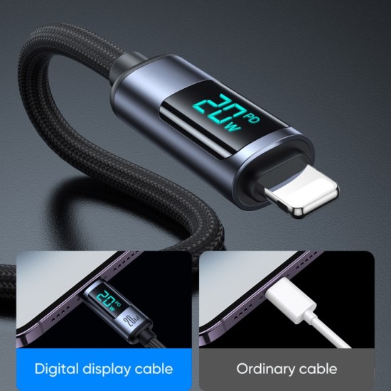 S-CL020A16 Prism Series 20W Type-C to Lightning Digital Display Fast Charging Data Cable 1.2m Black S-CL020A16 Prism Series 20W Type-C to Lightning Digital Display Fast Charging Data Cable 1.2m Black