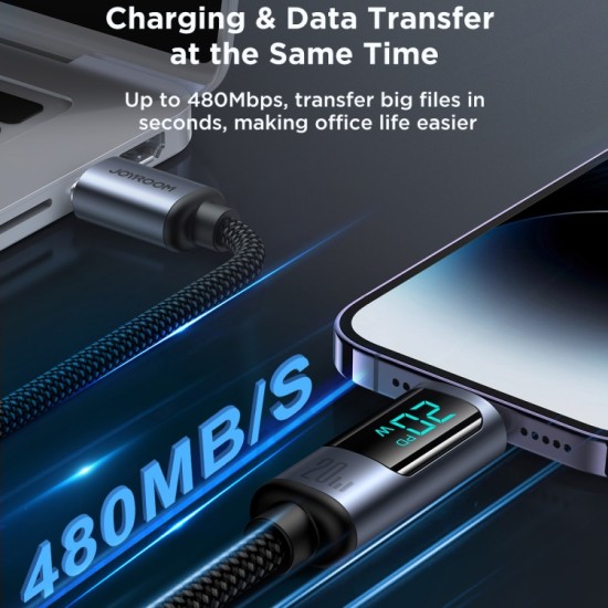 S-CL020A16 Prism Series 20W Type-C to Lightning Digital Display Fast Charging Data Cable 1.2m Black S-CL020A16 Prism Series 20W Type-C to Lightning Digital Display Fast Charging Data Cable 1.2m Black