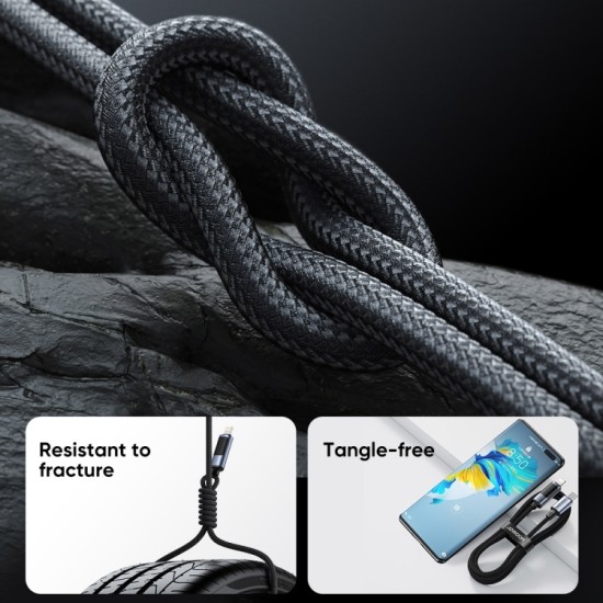 S-AC066A16 Prism Series 66W USB-A to Type-C Digital Display Fast Charging Data Cable 1.2m Black