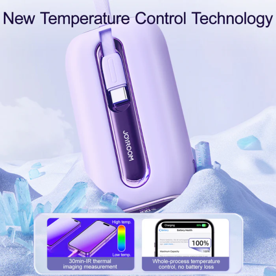 Joyroom JR-L012 Colorful Series 22.5W mini Power Bank with Dual Cables 10000mAh-White Joyroom JR-L012 Colorful Series 22.5W mini Power Bank with Dual Cables 10000mAh-White