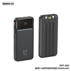 Remax RPP-683 Reyluck Series 2.1A Cabled Power Bank 10000mAh Black