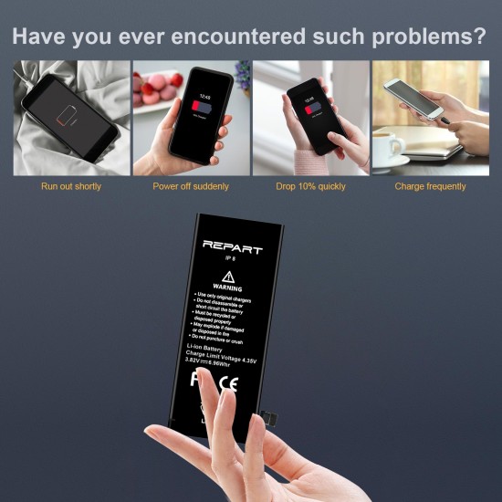 REWA - REPART | Replacement Battery | For iPhone 8