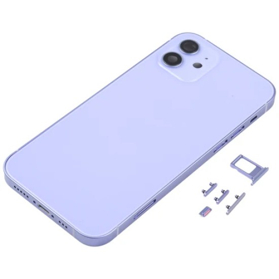 Replacement Original Rear Housing with Parts+Battery Glue For iPhone 12 Purple