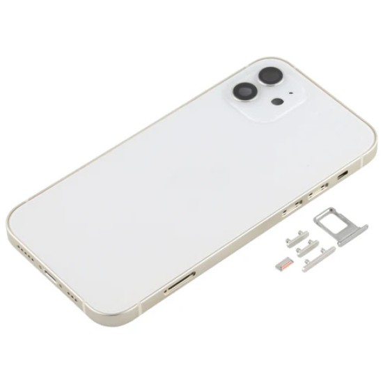 Replacement Original Rear Housing with Parts+Battery Glue for iPhone 12 White