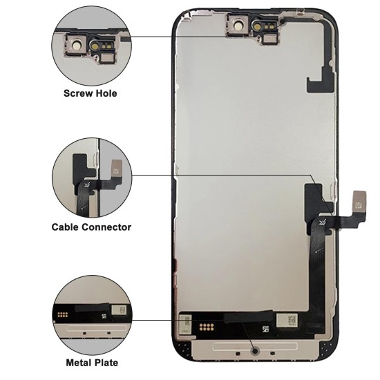 DD | Replacement Soft OLED | For iPhone 16 | IC Removable | Black