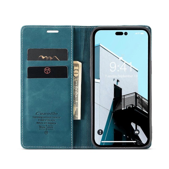 Caseme-013 Magnetic Card Case For iPhone 15 Pro Max Blue