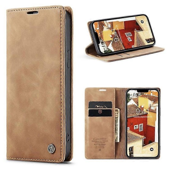 Caseme-013 Magnetic Card Case For iPhone 15 Plus Brown