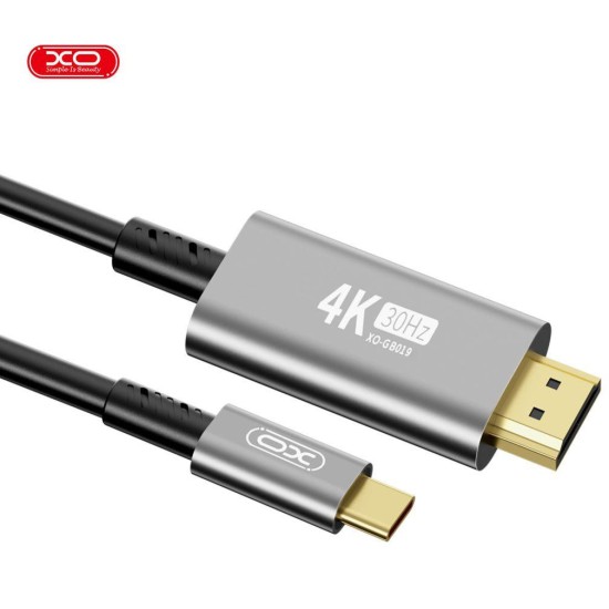 XO GB019 Type-C to HDMI Metal Adapter Cable 1.8M Tranish