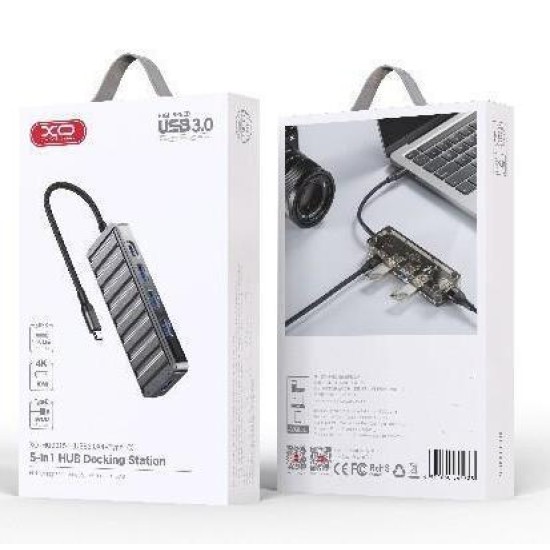 XO HUB015 5in1 Multifunctional Docking Station Tranish+Transparent