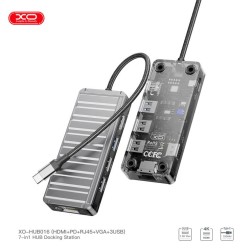 XO HUB016 7in1 Multifunctional Docking Station Tranish+Transparent