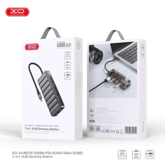XO HUB016 7in1 Multifunctional Docking Station Tranish+Transparent XO HUB016 7in1 Multifunctional Docking Station Tranish+Transparent