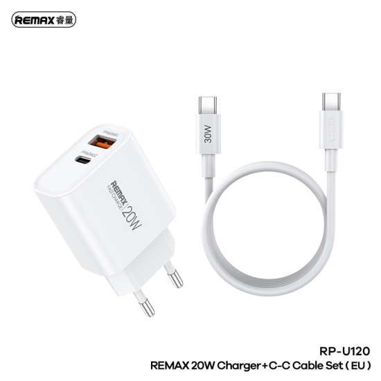 REMAX | Charger+C-C Cable Set | RP-U120 20W A+C | white