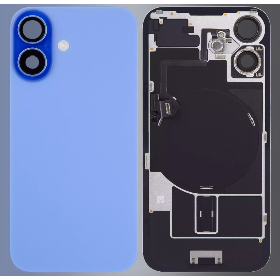 Replacement Back Glass Housing+Original Parts Cable | For iPhone 16 Plus Ultramarine
