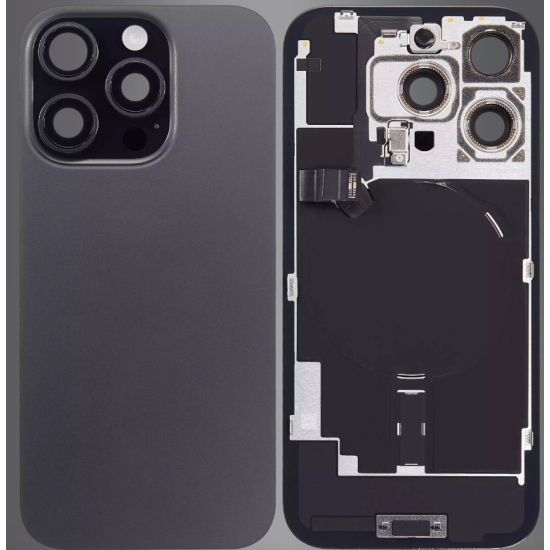 Replacement Back Glass Housing+Original Parts Cable | For iPhone 16 Pro | Black Replacement Back Glass Housing+Original Parts Cable | For iPhone 16 Pro | Black
