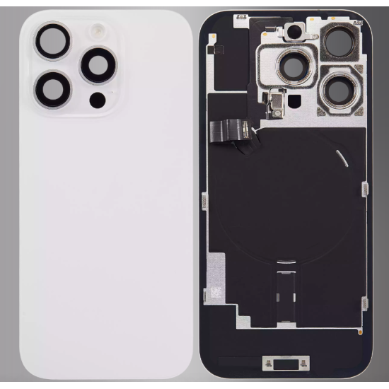 Replacement Back Glass Housing+Original Parts Cable | For iPhone 16 Pro | White Replacement Back Glass Housing+Original Parts Cable | For iPhone 16 Pro | White