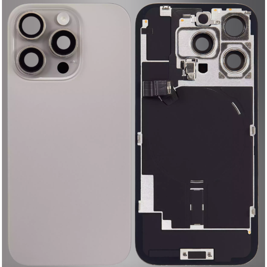 Replacement Back Glass Housing+Original Parts Cable | For iPhone 16 Pro Natural Titanium Replacement Back Glass Housing+Original Parts Cable | For iPhone 16 Pro Natural Titanium