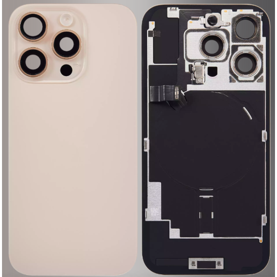 Replacement Back Glass Housing+Original Parts Cable | For iPhone 16 Pro Desert Golden Replacement Back Glass Housing+Original Parts Cable | For iPhone 16 Pro Desert Golden