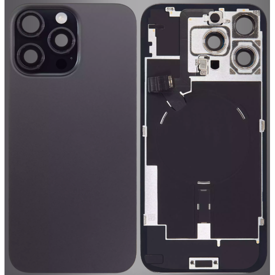 Replacement Back Glass Housing+Original Parts Cable | For iPhone 16 Pro Max | Black Replacement Back Glass Housing+Original Parts Cable | For iPhone 16 Pro Max | Black