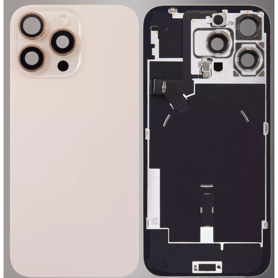Replacement Back Glass Housing+Original Parts Cable | For iPhone 16 Pro Max Desert Golden