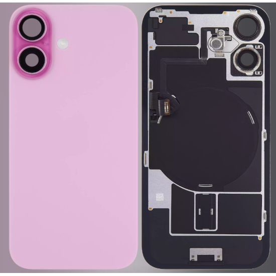 Replacement Back Glass Housing+Original Parts Cable | For iPhone 16 Plus | Pink