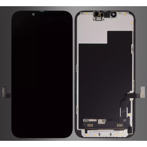 Soft OLED diagnostic replacement screen assembly for iPhone 13, a component iOS tracks alongside the battery