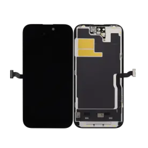 Soft OLED replacement screen assembly for iPhone 14 Pro, the panel that sits above the antenna and flex routing