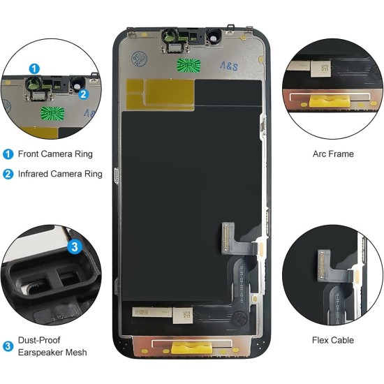 JH | Replacement FHD COF LCD Touch Screen | For iPhone 13 | With Tempered Glass & Tools