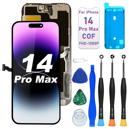 JH | Replacement FHD COF LCD Touch Screen | For iPhone 14 Pro Max | With Tempered Glass & Tools JH | Replacement FHD COF LCD Touch Screen | For iPhone 14 Pro Max | With Tempered Glass & Tools