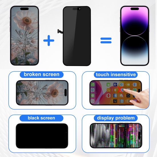 JH | Replacement FHD COF LCD Touch Screen | For iPhone 14 Pro Max | With Tempered Glass & Tools JH | Replacement FHD COF LCD Touch Screen | For iPhone 14 Pro Max | With Tempered Glass & Tools