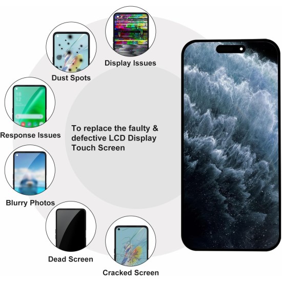 JH | Replacement FHD COF LCD Touch Screen | For iPhone 16 | With Tempered Glass & Tools