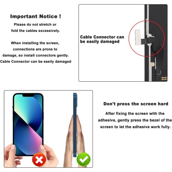JH | Replacement FHD COF LCD Touch Screen | For iPhone 16 | With Tempered Glass & Tools
