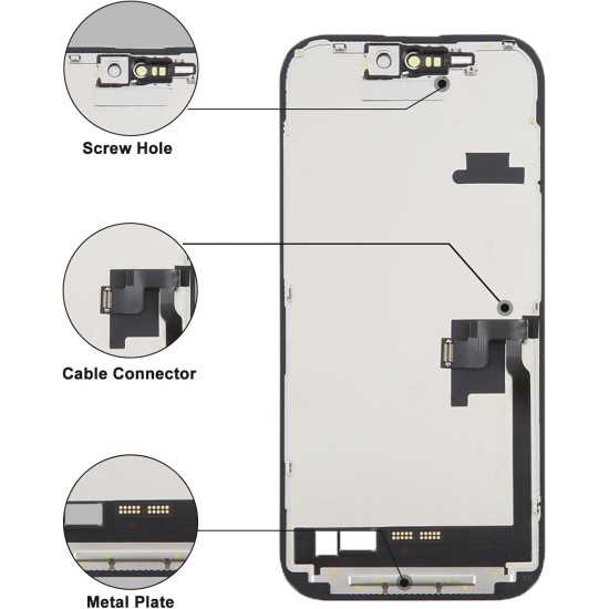 JH | Replacement FHD COF LCD Touch Screen | For iPhone 16 | With Tempered Glass & Tools