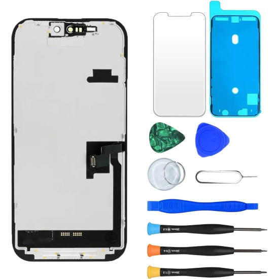 JH | Replacement FHD COF LCD Touch Screen | For iPhone 16 | With Tempered Glass & Tools