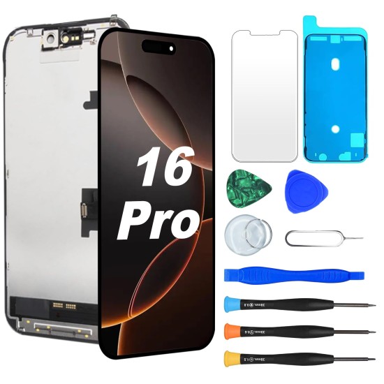 JH | Replacement FHD COF LCD Touch Screen | For iPhone 16 Pro | With Tempered Glass & Tools