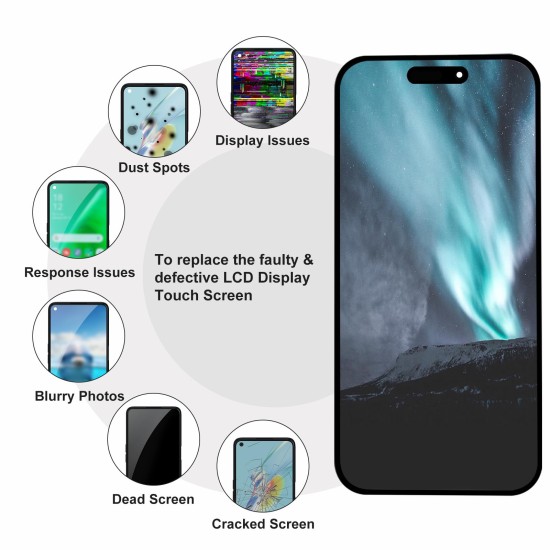 JH | Replacement FHD COF LCD Touch Screen | For iPhone 16 Pro | With Tempered Glass & Tools