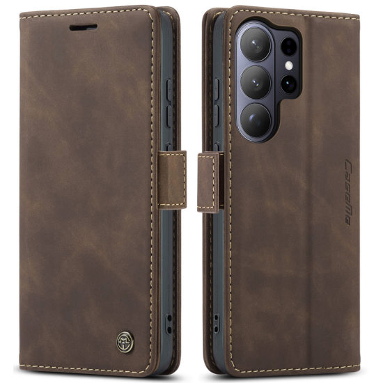 CASEME-013 Magnetic Wallet Card Case for Samsung Galaxy S26 Ultra – Brown