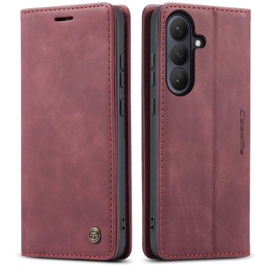 CASEME-013 Magnetic Wallet Card Case for Samsung Galaxy S26 Plus – Red