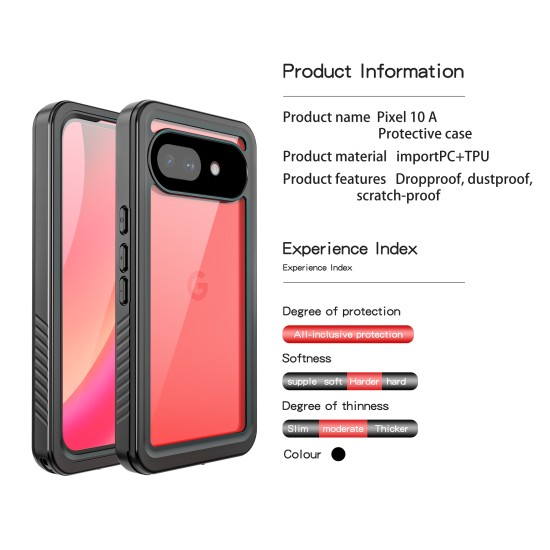 Redpepper | Professional Waterproof FS Series Case | For Google Pixel 10A | Black
