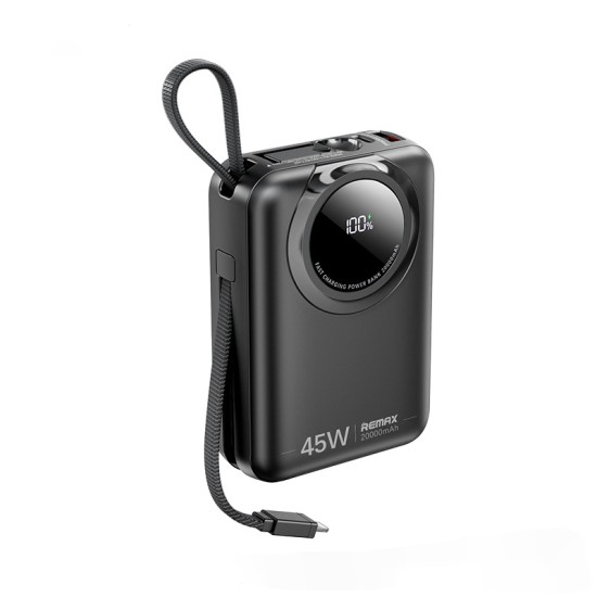 REMAX Scuba Series 45W 2 Fast Charging Cables Power Bank 20000mAh FC-02 black